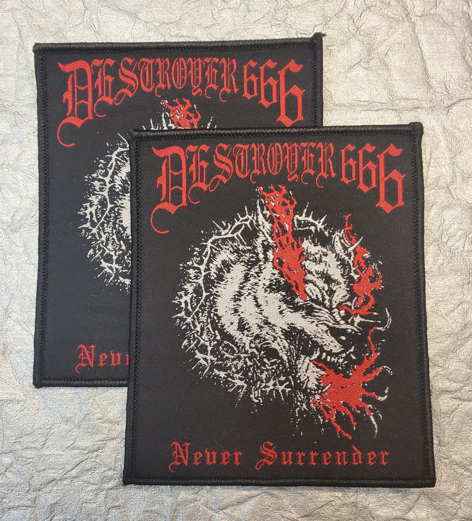 DESTROYER 666 "Never Surrender" Patch (black border)
