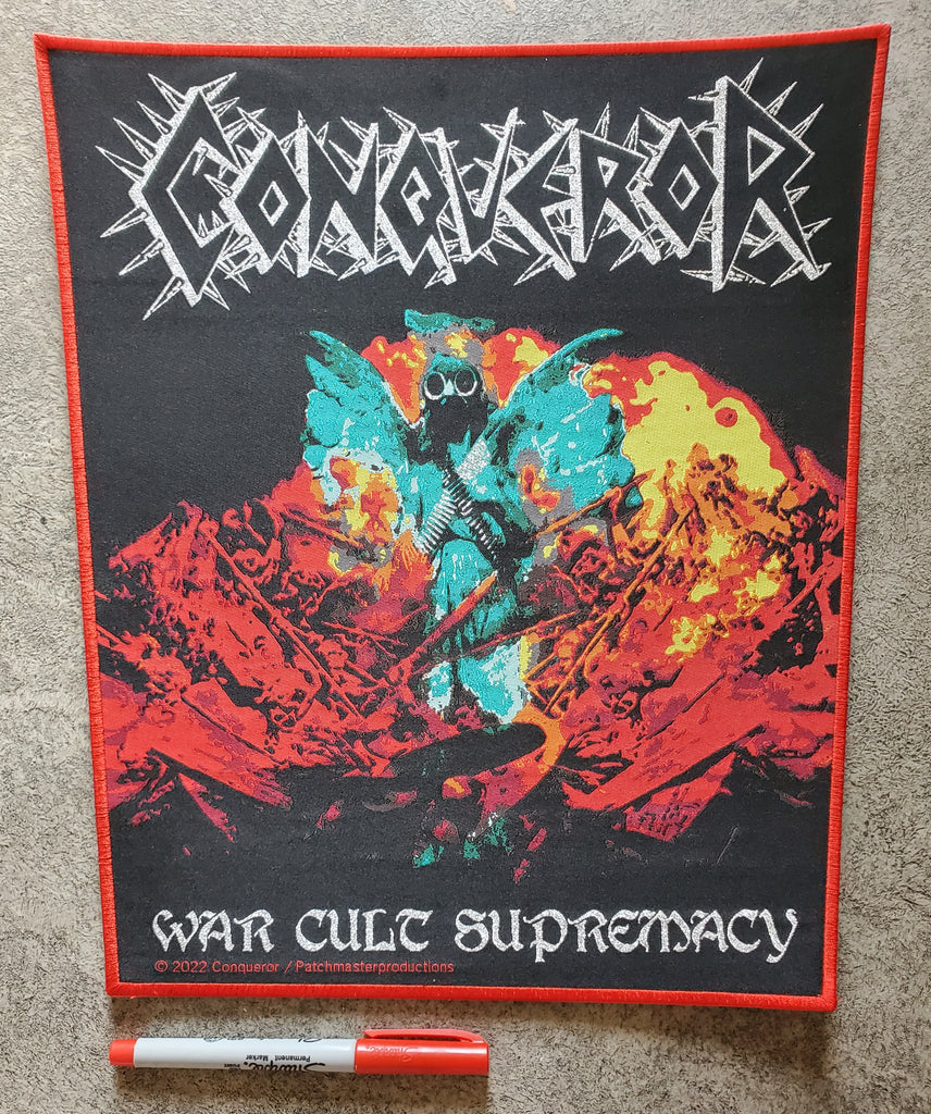 CONQUEROR "War Cult Supremacy" Back Patch Woven (red border)