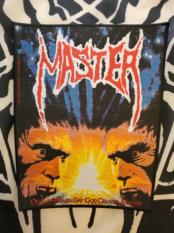 MASTER "On The Seventh Day God Created Master" woven back patch (black border)